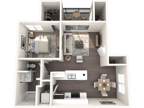 Newport Village 1 Bed 1 Bath Floor Plan